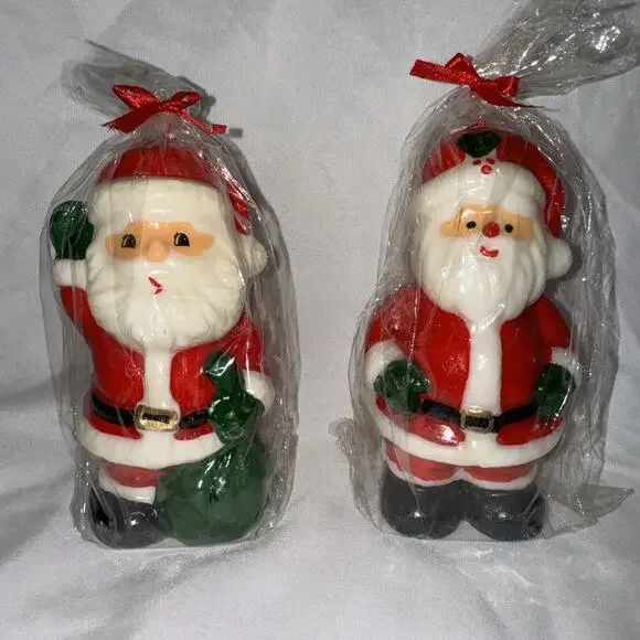 Vintage Kmart Santa Claus Christmas Holiday Unscented 5 1/2" Candles Set of 2 - Picture 1 of 7